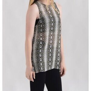 Show Me Your Mumu Top Womens Small Black White Snake Print Sherman Sheer Tank
